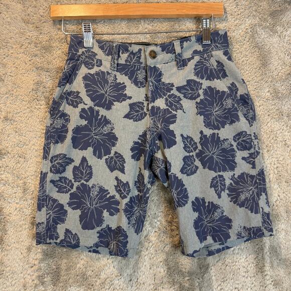 Trunks Multi Functional Short M 10 Boys Gray Blue Floral Swim Tech Golf Shorts - Picture 1 of 11